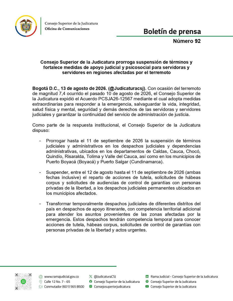 judicaturacsj's tweet photo. #ATENCIÓN | El @judicaturacsj adopta nuevas medidas para responder a emergencia, salvaguardar la vida, integridad, salud física y mental, seguridad y demás derechos de las servidoras y servidores judiciales y garantizar la continuidad del servicio de administración de justicia. https://t.co/fTkfJnsg0V