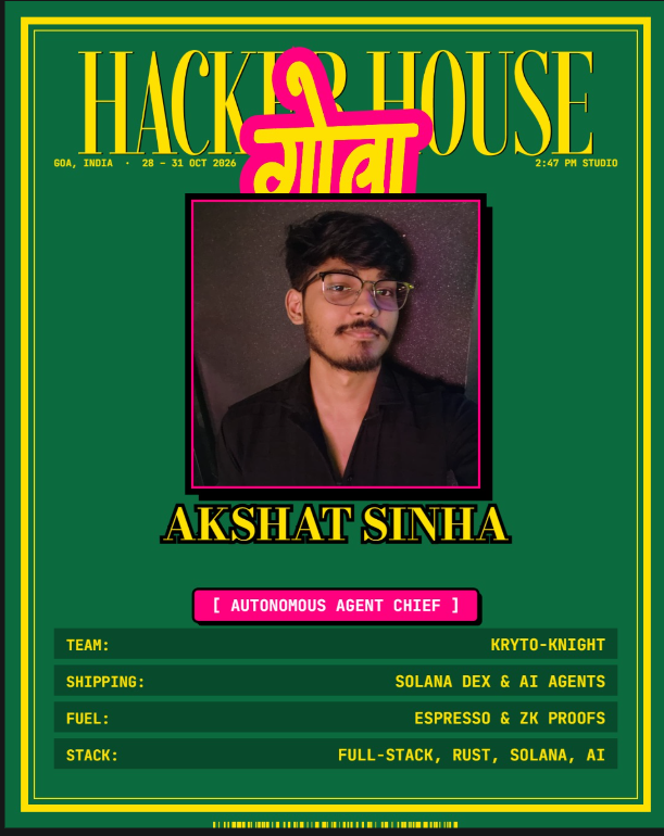 SiddharthP29523's tweet photo. pov: you said "wake up babe" and we actually woke up and built the thing π€
Team Kryto-Knight's Frame/ID generator
live and ready for HHGoa'26 π·
https://t.co/GQNSee0l2O
do try it out and let us know how you liked it β¨β¨
#FrameInGoa #HHGoa26 https://t.co/1Dgk6YCQ4j
