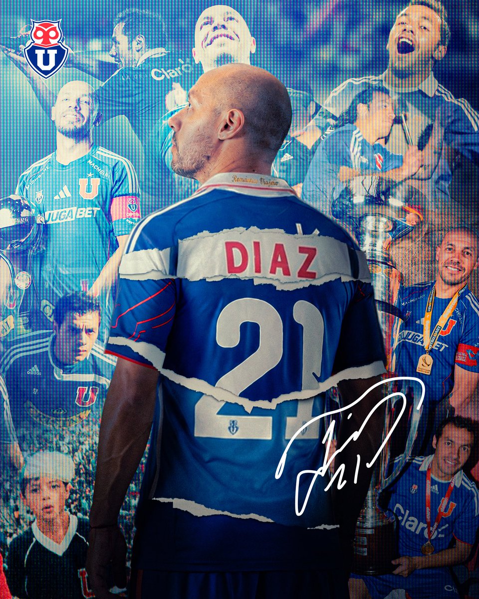 udechile's tweet photo. Una linda historia que pronto llegará a su fin. Felicidades por tu tremenda carrera y hermosa historia con la U en el pecho 💙

De la galería a la cancha. Y de la cancha a convertirse en ídolo. 
Gracias por amar nuestros colores, Marcelo Díaz querido ❤️ https://t.co/aT8JR7v8x6