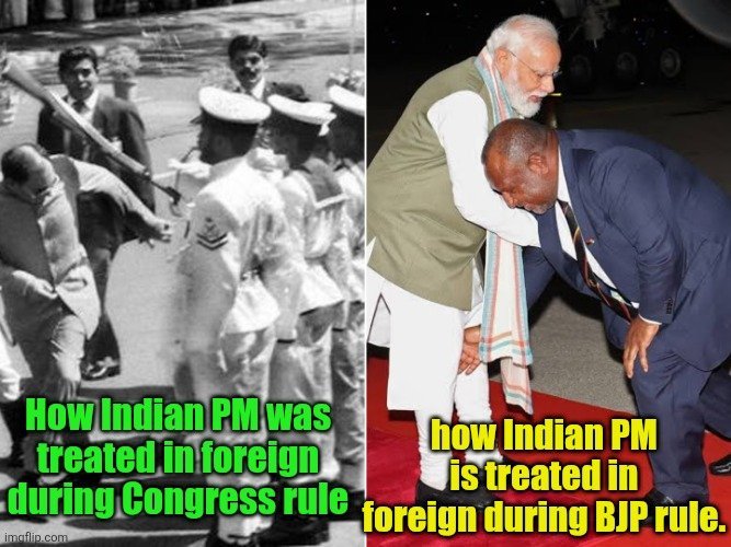 OfficeOfDGP's tweet photo. The difference between congress and BJP foreign policy https://t.co/RD9nwCGhCg