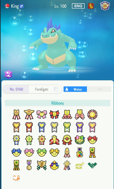 Meriba_3's tweet photo. @NintenCisco Not really a ribbon master, but I'm proud of this Feraligatr that I took from SoulSilver through all the games I own, getting as many ribbons as possible (with the exception of Gen4 battle tower and contests) https://t.co/x0tPWGgq23
