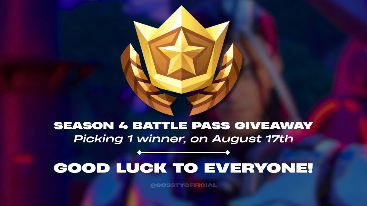 GosstyOfficial's tweet photo. SEASON 4 BATTLE PASS GIVEAWAY! 🎊

Requirements:
➥ Like, repost, and follow @GosstyOfficial and @SpriteHunters (with all notifications)
➥ Comment “DONE”

Picking 1 winner on August 17 | Good luck! 🥳 https://t.co/ep8MqlnfYf
