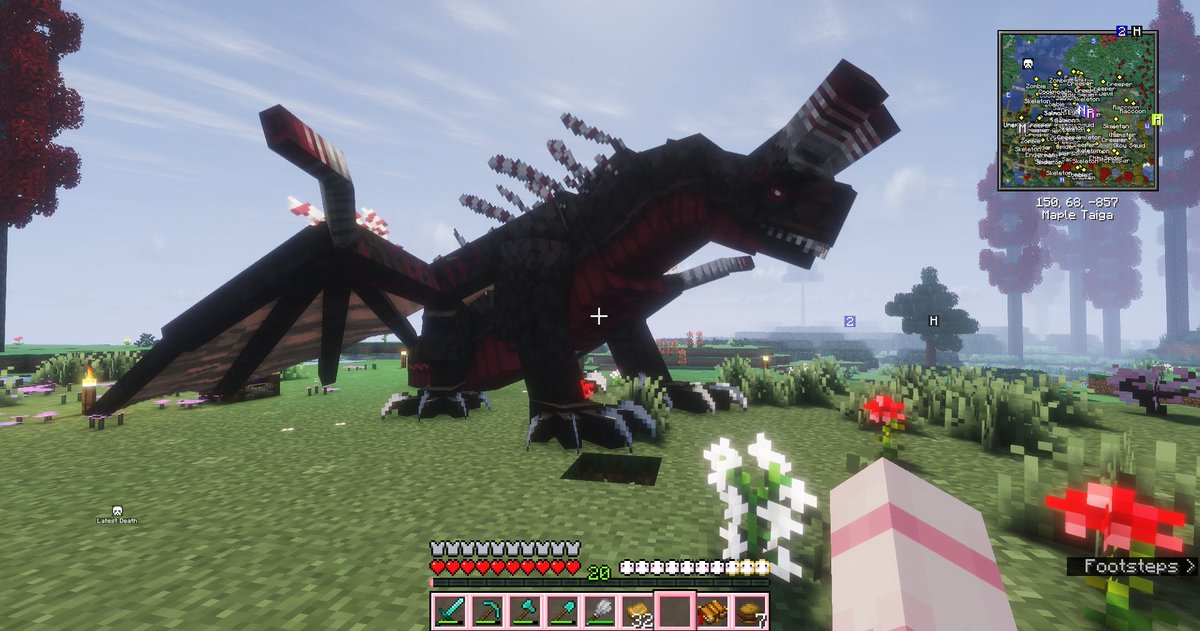 Nibsywick's tweet photo. had a really long day with little sleep :( taking today off from commission work to just play minecraft and try to sleep earlier!! 

my first dragon in saint's dragon !! i love her sm https://t.co/RYGYAL2YD7