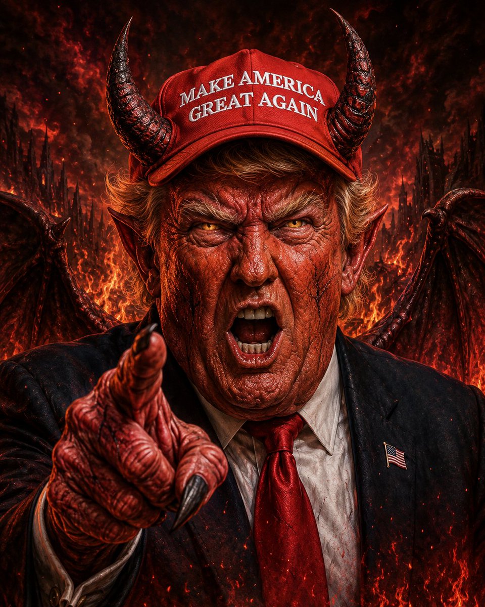 soundoftraitors's tweet photo. Evil has  face.

#trump #djt #donaldtrump #evil https://t.co/am5yQ68B2G