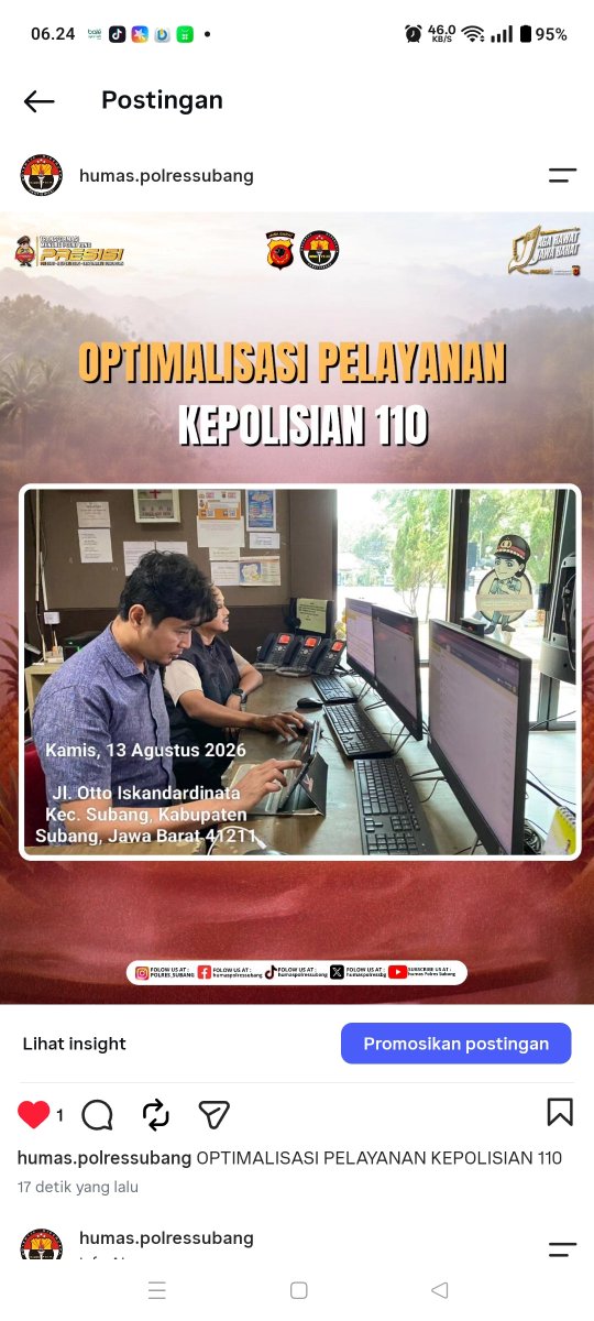 Humaspolressbg_'s tweet photo. OPTIMALISASI PELAYANAN KEPOLISIAN 110 https://t.co/N2SYopmW42