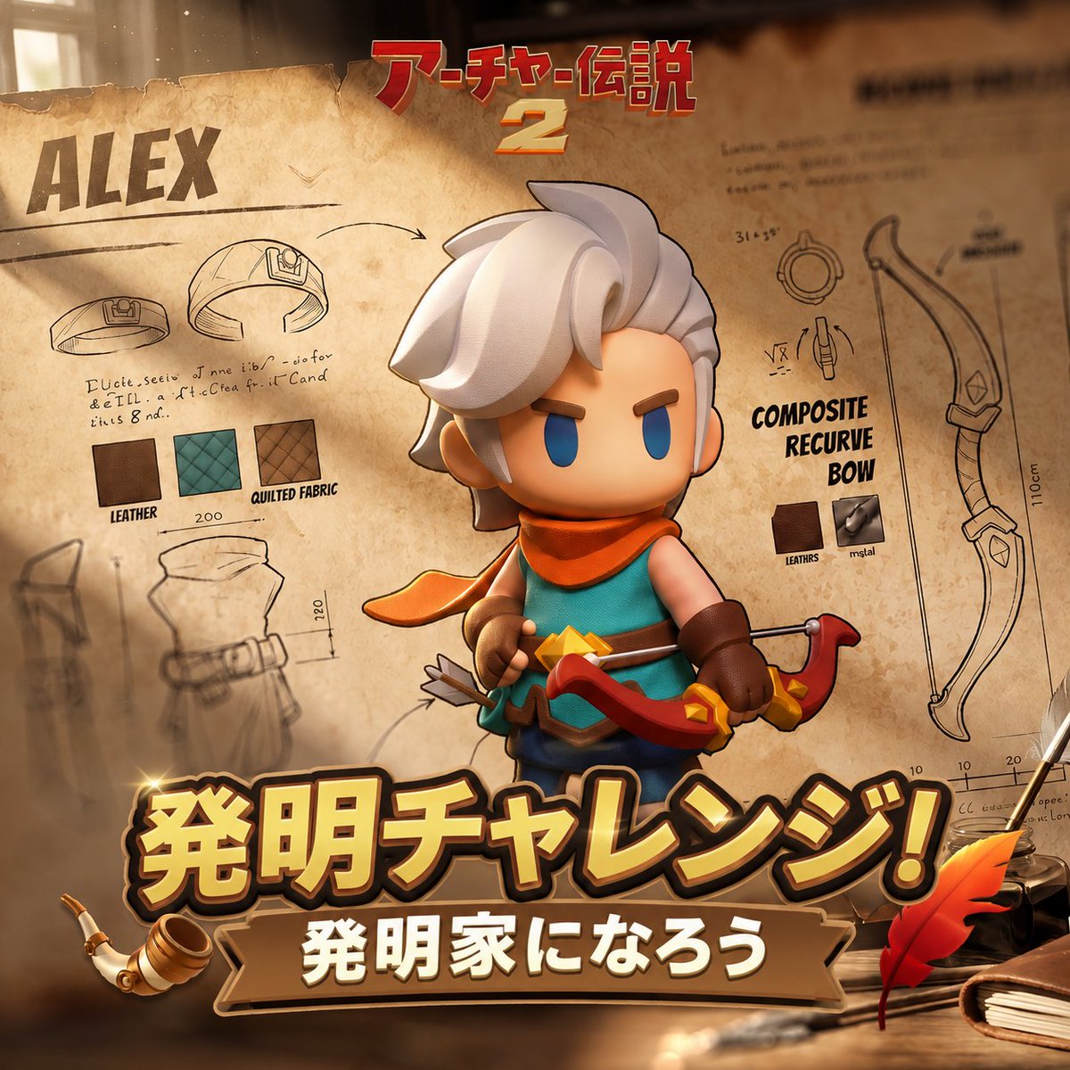 Archero2_JP's tweet photo. アーチャー伝説2 発明チャレンジ！

アーチャーの皆さん、
今度は皆さんがアイデアを披露する番です！

もしゲーム内に「まったく新しい発明」を追加できるとしたら、どんな発明を���りますか？

以下の内容を添えて、コメントで教えてください！

🆔ゲームUID
🧪発明の名前
💡アイテム効果の説明

🎁イベント報酬

いいね数によるランキング：
🥇1位：幻彩石宝箱の鍵 ×10 ＋ ジェム ×5,000
🥈2位：幻彩石宝箱の鍵 ×8 ＋ ジェム ×4,000
🥉3位：幻彩石宝箱の鍵 ×5 ＋ ジェム ×3,000

さらに、ユニークで素晴らしいアイデアを投稿してくれた方の中から、

🌟特別クリエイティブ賞 5名
幻彩石宝箱の鍵 ×5 ＋ ジェム ×2,000
をプレゼント！

📅開催期間
今からコラボイベント終了まで

📌参加ルール
・コメントにはゲームUID・発明名・効果説明を必ず記載してください。
・複数回応募できますが、当選はお一人様1回までとなります。
・自由な発想で、オリジナルの発明を考えてみましょう！
・ほかの参加者が不快になる��容や、不適切な投稿はお控えください。

あなたなら、どんな発明をゲームに追加しますか？

アーチャーの皆さんならではのユニークなアイデアを楽しみにしています！