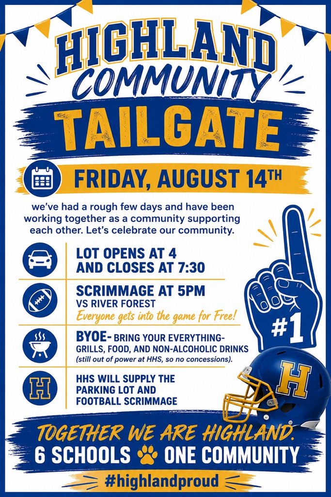 HighlandHighHHS's tweet photo. Join us tomorrow as we root on our Trojan football team during their pre-season scrimmage! See the attached flyer for more information. Admission is free and the parking lot will be open for tailgating. Alcohol is strictly prohibited. https://t.co/dpFl1sXzPI