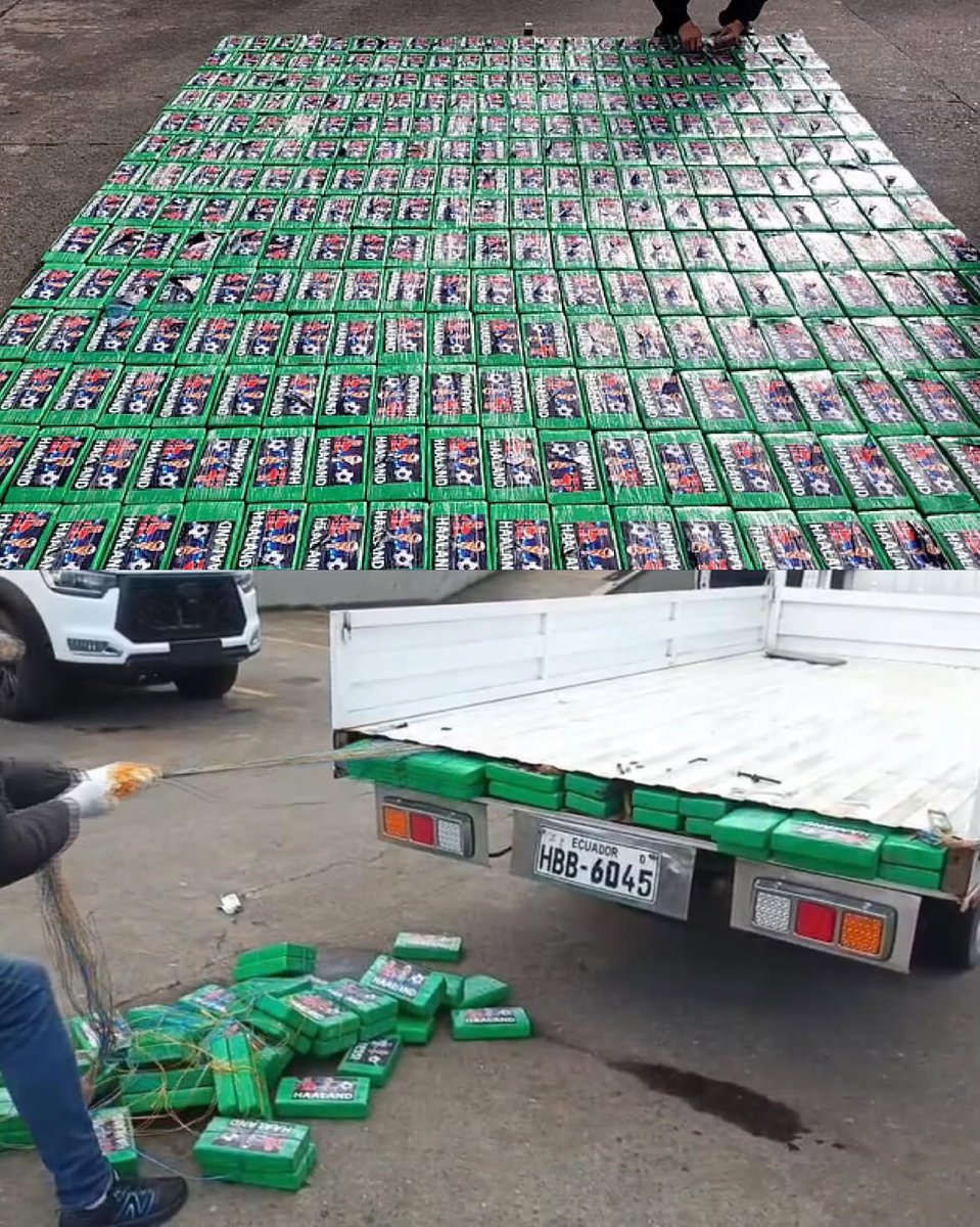 Complex's tweet photo. Ecuador police just seized 469kg of cocaine with Erling Haaland’s face printed all over the packaging. 

The shipment was hidden in a truck near the Colombian border and could’ve been worth millions in the U.S. or Europe.

[📸: via/ EcuadorNationalPolice] https://t.co/dm9qL9hgJu