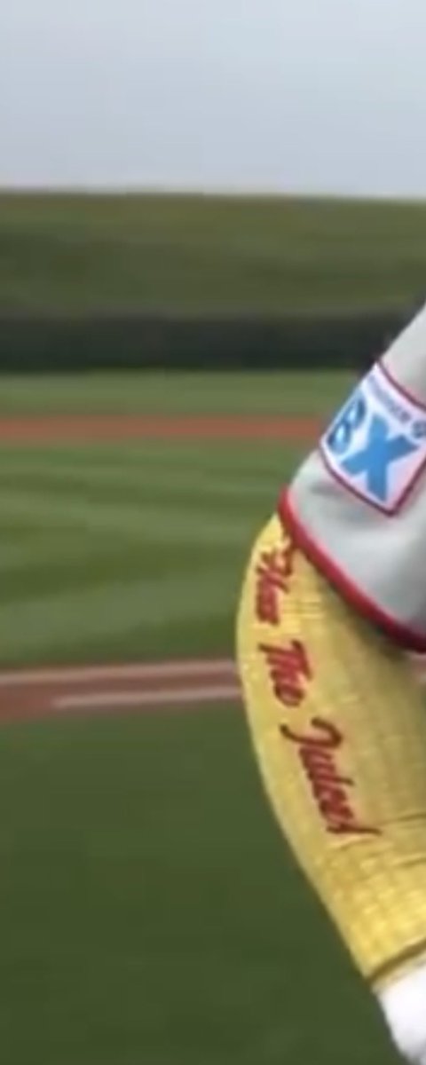 Tugger645's tweet photo. Can anyone make out what @bryceharper3 arm sleeve says?  #fieldofdreams https://t.co/uRLQhFPXg7