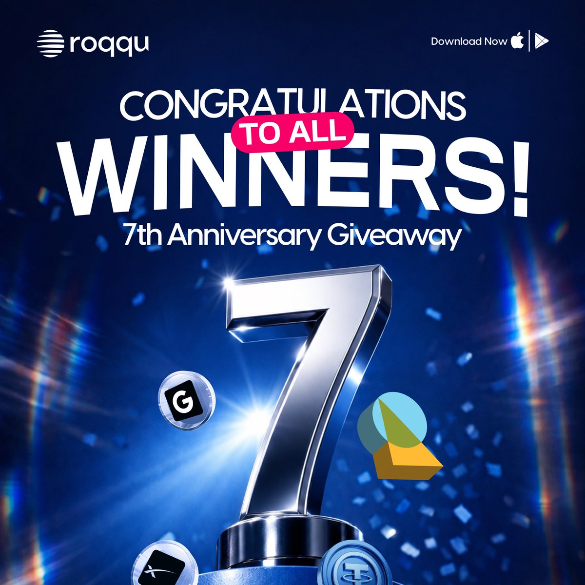 roqqupay's tweet photo. Congratulations Roqqstars, you have been selected as winners! 🎉

Please send us a DM to claim your prizes.

@Zeem_Miles
@esosa_idemudia
@jfh86
@AI_at_the_top
@boluwatife_tobi
@Zeem_Miles
@mememancer_
@KingsleyMo4794
@Favrightboi
@Haxy_l
@AnkrLM10
@rhizyofficial
@AweJose64543494
@web3advokate
@__tobillionaire
@Chiedochie_Mike
@vinobsW3
@bigmanisbackk
@Ezem11577525
@BRIGHTO360001
@MercyBetty51713
@olapositobi3
@ifeanyi__1
@aryapearl2
@MULTISTARHUB
@officialstenero
@FortuneNaki

⚠️ Beware of scammers! Roqqu will NEVER ask you to click a link or share your login details to claim any prizes. 

#RoqquAt7 #CheersToSeven