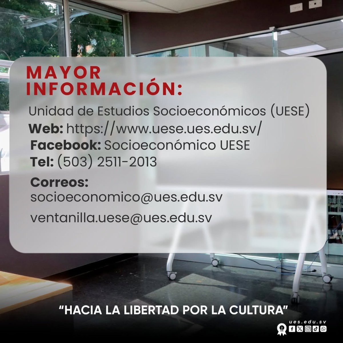 UESoficial's tweet photo. Esta beca está diseñada para que puedas acceder en igualdad de condiciones y con acompañamiento institucional.
📞 Más info al 2511–2013 o escribe a socioeconomico@ues.edu.sv / ventanilla.uese@ues.edu.sv. 🌐 https://t.co/EPjqHZCu6V https://t.co/WadGT3My6S