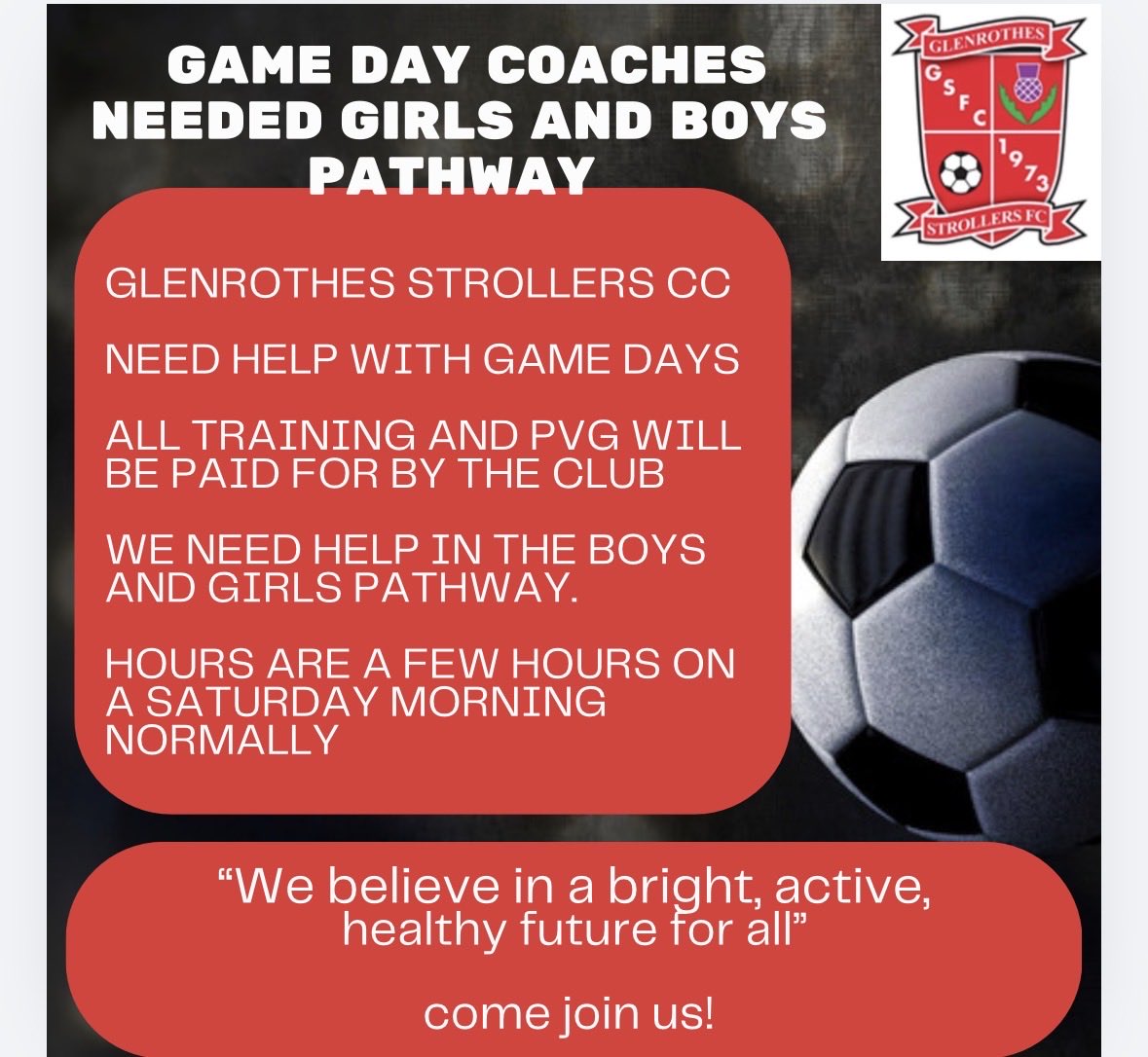 Strollers1973's tweet photo. Please share if you can. 

Free on a Saturday morning? 
Can you support a team to allow the players to play? 

Players need your help! 

I promise it’s not hard and only 2 hours on a Saturday. https://t.co/0F0TTmbmiZ