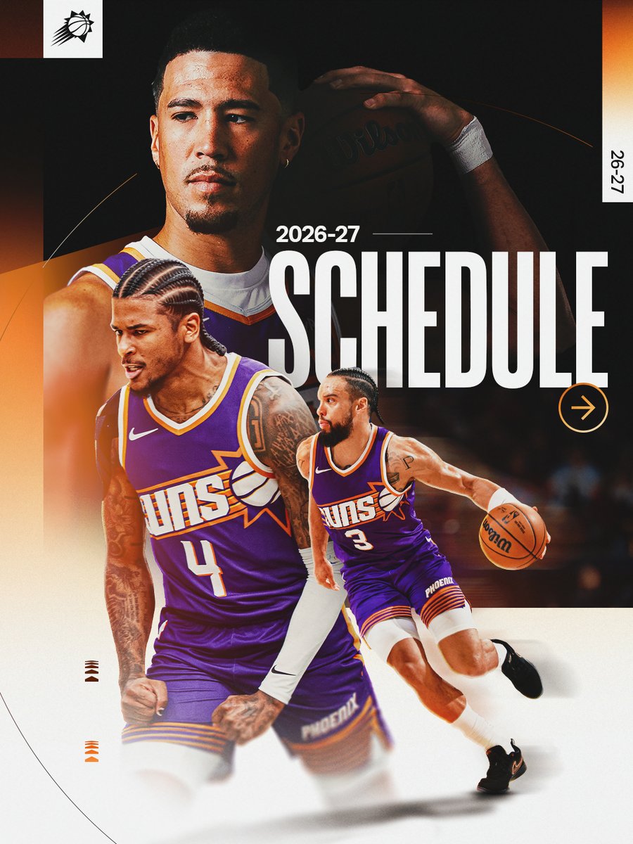 Suns's tweet photo. 2026-27 Phoenix Suns Schedule ☄️

📅: https://t.co/dgEpFwmazb https://t.co/OQJaDHVyoc