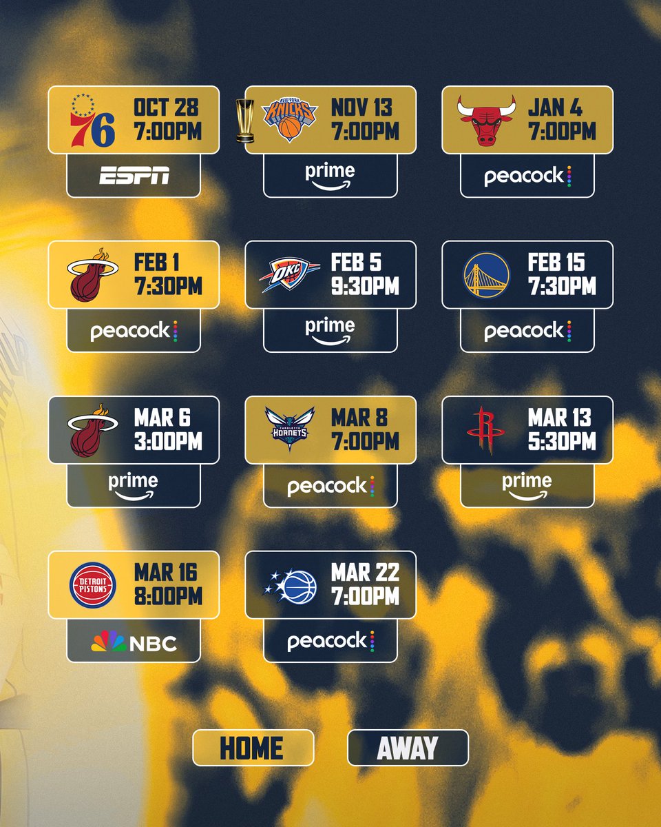 Pacers's tweet photo. Primetime play 📺

We have 11 games on National TV this year. https://t.co/BG70Vxr8Ln