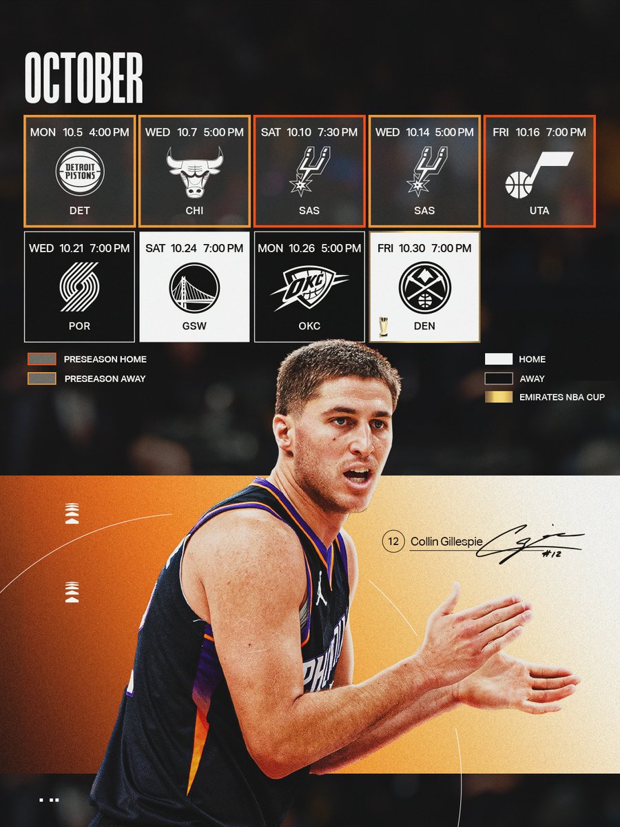 Suns's tweet photo. 2026-27 Phoenix Suns Schedule ☄️

📅: https://t.co/dgEpFwmazb https://t.co/OQJaDHVyoc