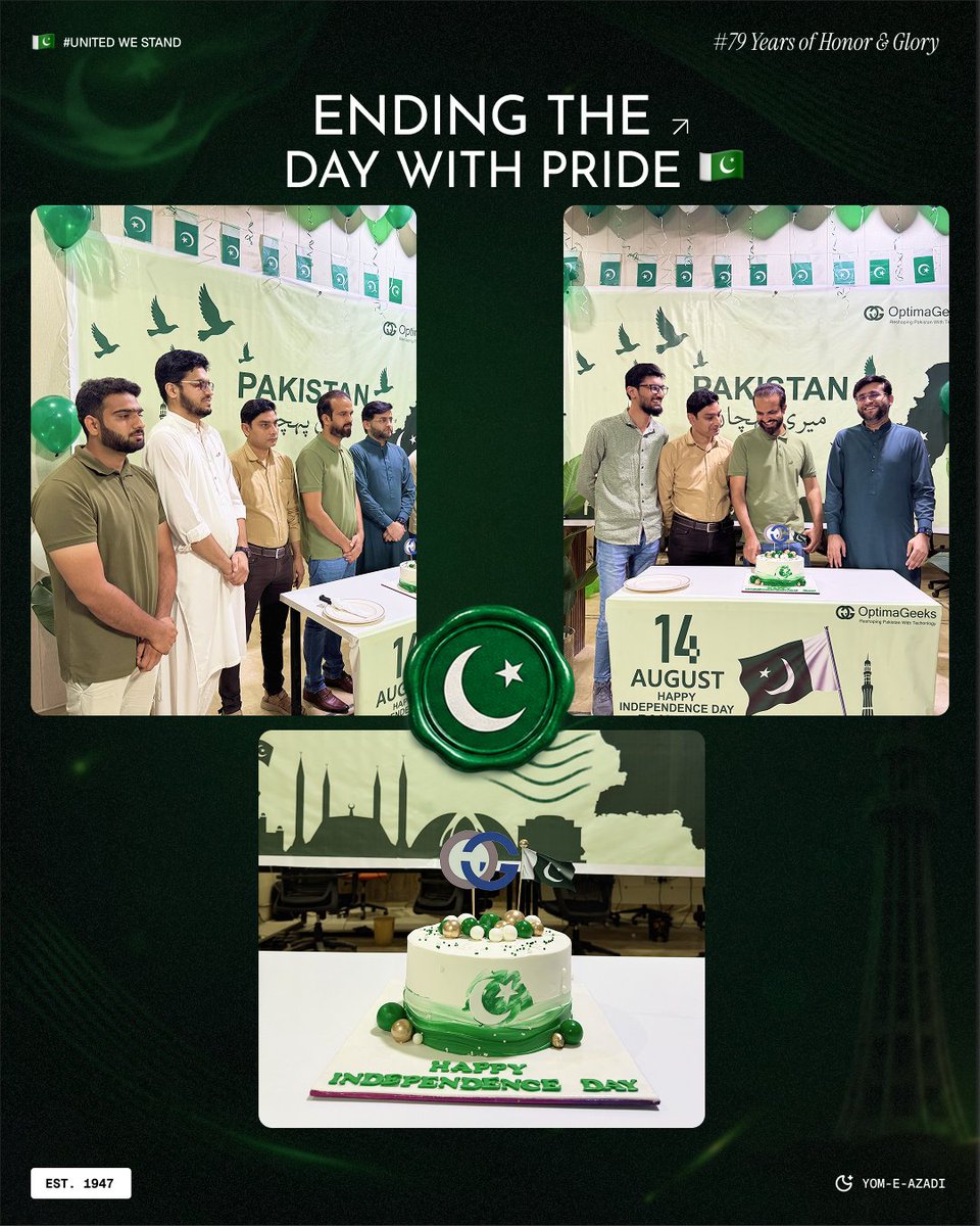 optimageeks's tweet photo. A day to celebrate. A freedom to cherish. A future to build.
This Independence Day, the OptimaGeeks family came together to celebrate the spirit of Pakistan, honor the sacrifices that shaped our nation, and look forward to the future we can build together.

Pakistan Zindabad! 🇵🇰 https://t.co/WvOadmjEfM