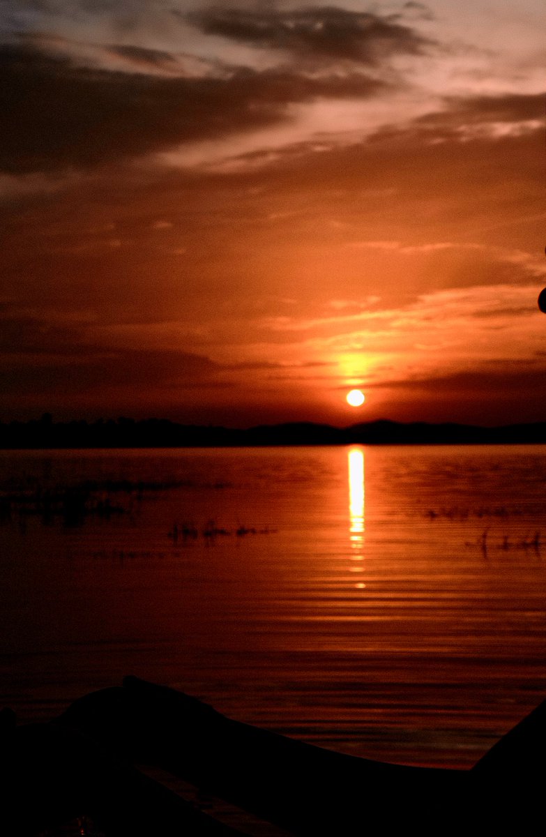 PrinceDGarba's tweet photo. Sunset 
The sunset whispers, the silhouettes stay,
And Tagwai rests beneath the dying day.
For a moment, the world feels still,
As gold meets water beyond the hill. https://t.co/eturtPez4s