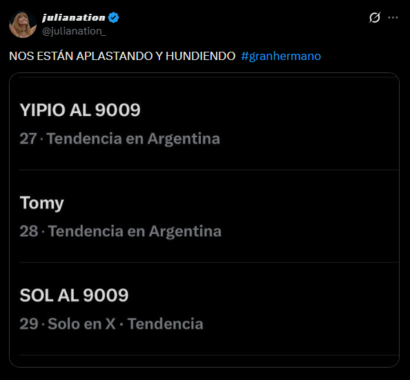 PlanetinaEco's tweet photo. MOMENTO HISTÓRICO EN TWITTER #GranHermano
YIPIO AL 9009 era tendencia en placa positiva por delante de Solange y tuvieron que poner el doble de bots para poder subir más, mientras las botlangistas lloraban https://t.co/AuzWGTRKY0