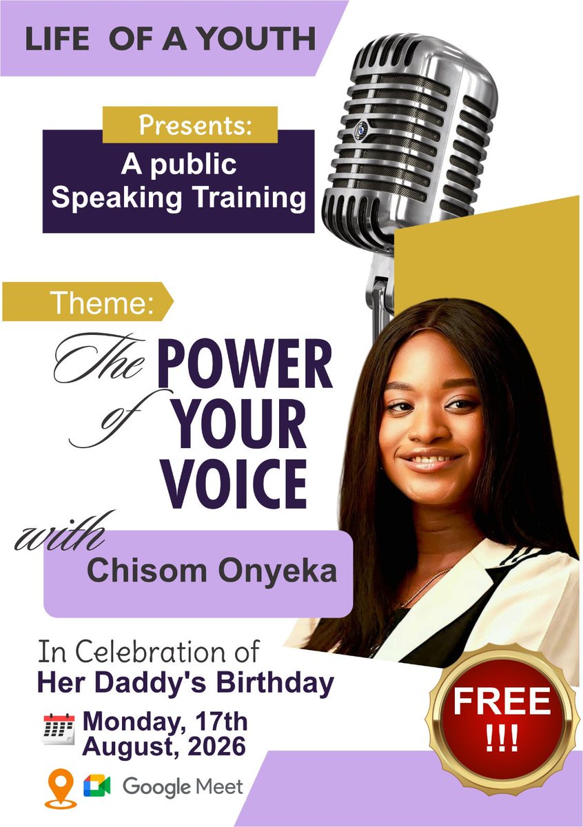 onyeka_chi47384's tweet photo. 🔥 If you want it even more punchy
Your voice matters. But can you confidently use it? 🎙️
I’m hosting a FREE Public Speaking 

💻 Google Meet

⏲️ 7pm 
 👇🏽
Register here⁠
https://t.co/GKkF4y1vUh 

What’s your biggest fear when speaking publicly? https://t.co/W82IHXPldR
