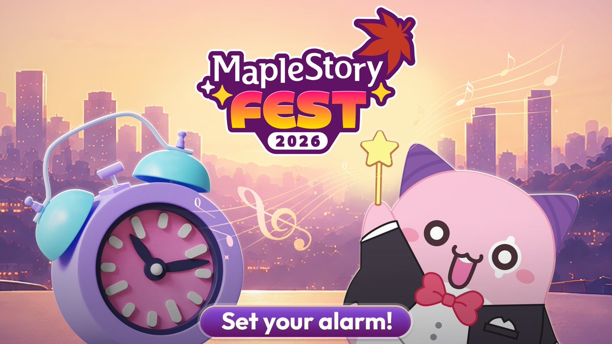 MapleStory's tweet photo. 🚨 MapleStory Fest 2026 tickets go on sale in just 1 HOUR! 🚨

Set your alarm and get ready to secure your spot at the showcase. Don’t miss your chance to grab the best seats!

Learn more ➡️ https://t.co/CnboxUOyTz https://t.co/g6eCZOcgaE