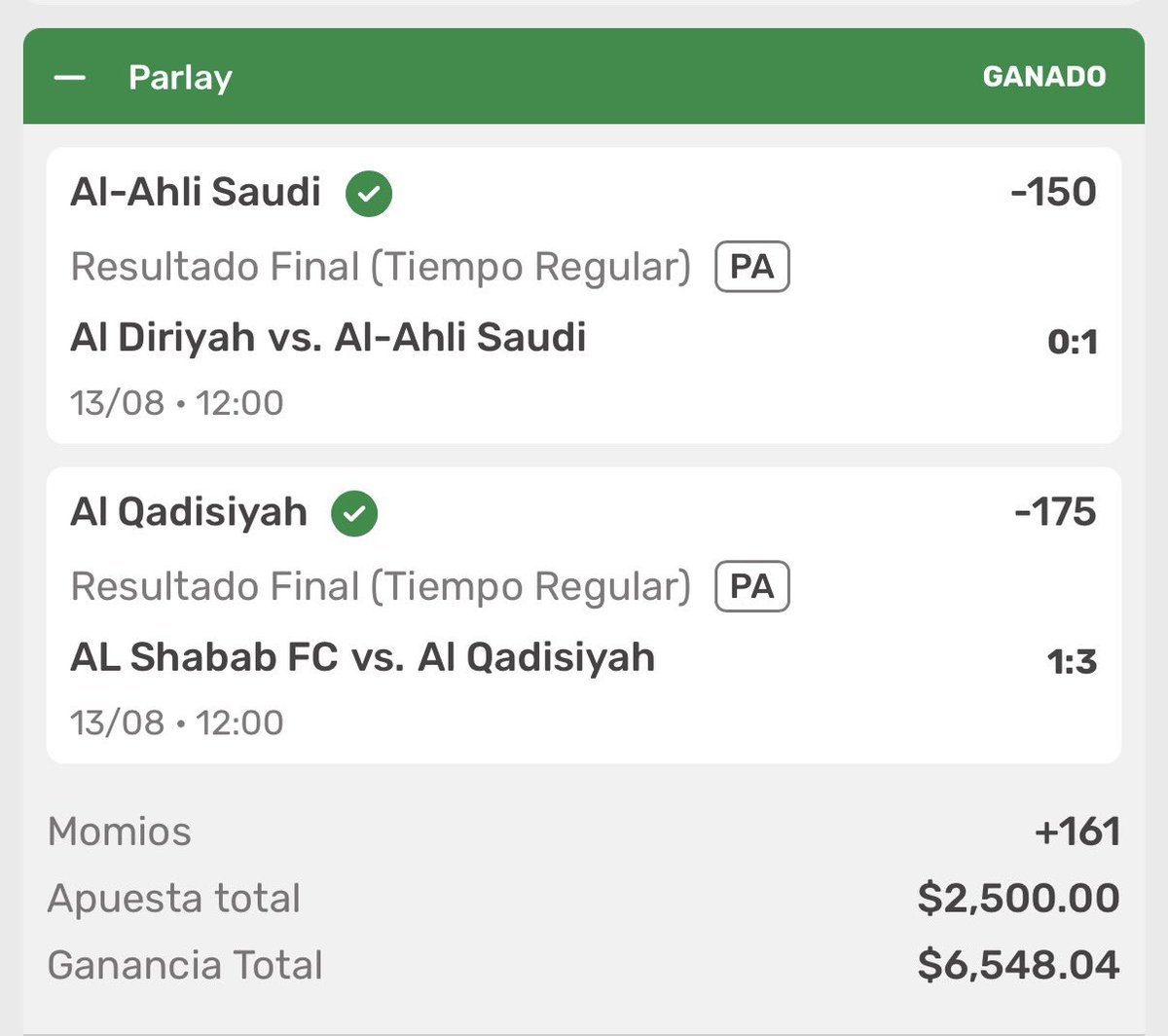 picks_koalateam's tweet photo. Quien quiere $500 ? 👀👀

Solo tienes que darle RT Y ❤️ para participar 

PARLAY +161 🐫✅✅✅⚽️⚽️  

El fútbol está de regreso señores , hoy regreso la Liga Saudí y hemos cobrado todo lo que metimos 🐫👳🏽‍♂️👳🏽‍♂️ 

LOCURA 💰💰🚀 

Vamos por esa tarde de ⚾️🏈⚽️ se vieneee https://t.co/tU2bezXKG0