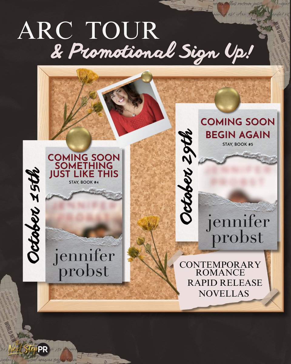 TheNextStepPR's tweet photo. 𝗡𝗘𝗪 𝗦𝗜𝗚𝗡 𝗨𝗣 𝗔𝗟𝗘𝗥𝗧! 📣
#SomethingJustLikeThis #BeginAgain #JenniferProbst
Genre:#ContemporaryRomance
Releasing 10.15 - 10.29
#SignUp
#HostedBy @TheNextStepPR
Learn more at https://t.co/E4gr8BnUtG https://t.co/0wPcDbxaAG