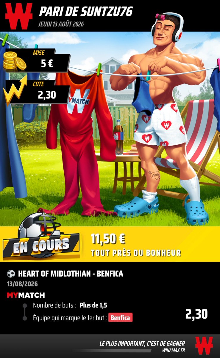 N2LWEAR's tweet photo. @WinamaxSport 
Merci de remettre en jeu mon ticket car but refusé https://t.co/qaGyQiWemz