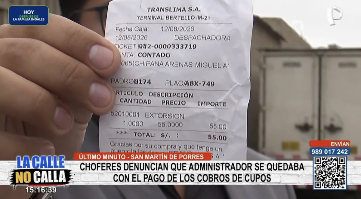 RemoSalvatierra's tweet photo. El país está tan cagado que ahora te dan comprobante por pagar la extorsión 💀 https://t.co/Y6FWmQZUUj