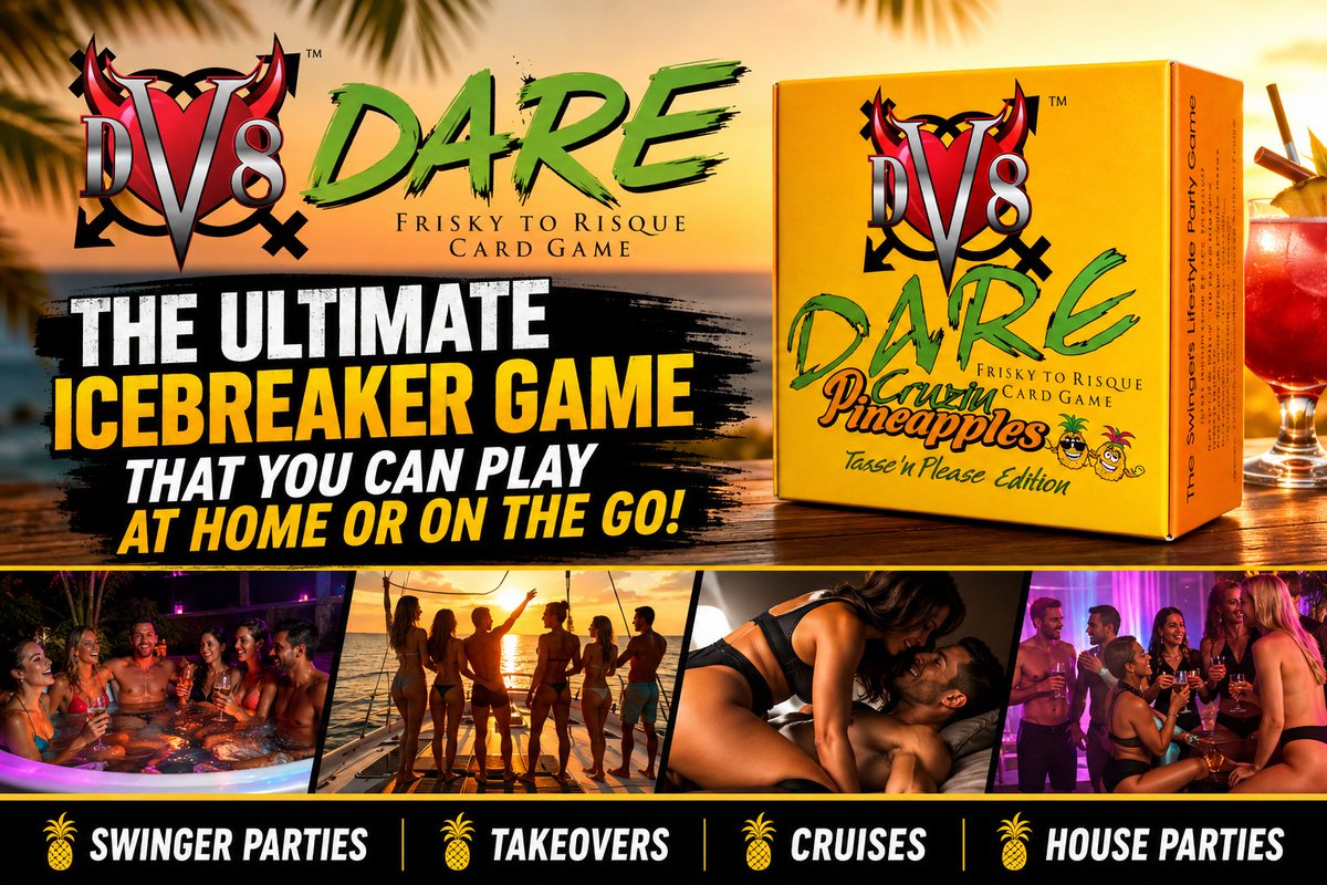 DeviateNetwork's tweet photo. GET YOUR SWINGER PARTY STARTED! BREAK THE ICE THE PLAYFULLY FUN WAY!
Sexually Social House Parties and Travel for New and Seasoned Swingers

 #pineappledares #cruzinpineapples #pineapplegames #pineapplelifestyle #UpsideDownPineapple #pinapplespinner

https://t.co/vohc3SEsnv https://t.co/HvX9IZR2qn