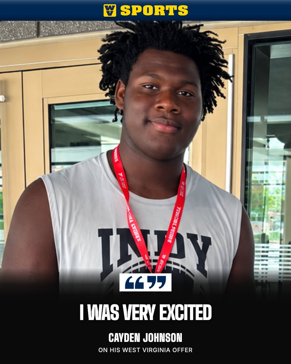 WVSportsDotCom's tweet photo. NEW: #WVU is getting involved early with a 6-foot-6, 305-pound offensive lineman in the 2028 class.

Cayden Johnson talks about the new offer and what he's looking for as his recruitment takes shape. 

Interview 👉 https://t.co/O5ldEDQ9Pe https://t.co/z3BpNugYDN