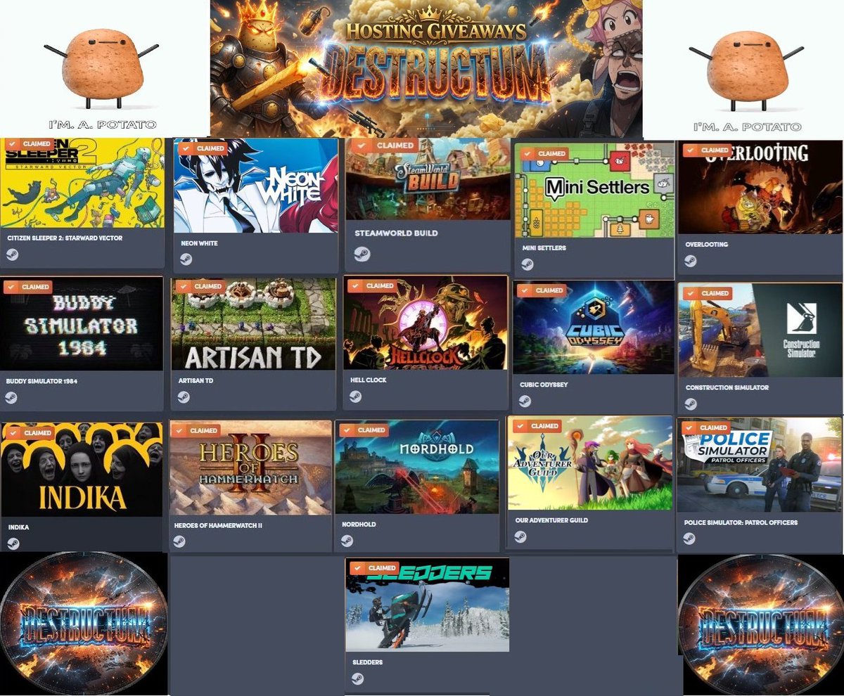 Destructum's tweet photo. 🎮Steam Game giveaway🎮

👉1 games-1 winner

✅Follow/Retweet/tag a friend
☑️Reply with the game you would like to get from the pic under

⏰End in 3 Days
🚨code might be region locked for you, i can't control that sadly https://t.co/znv4PWLkAz