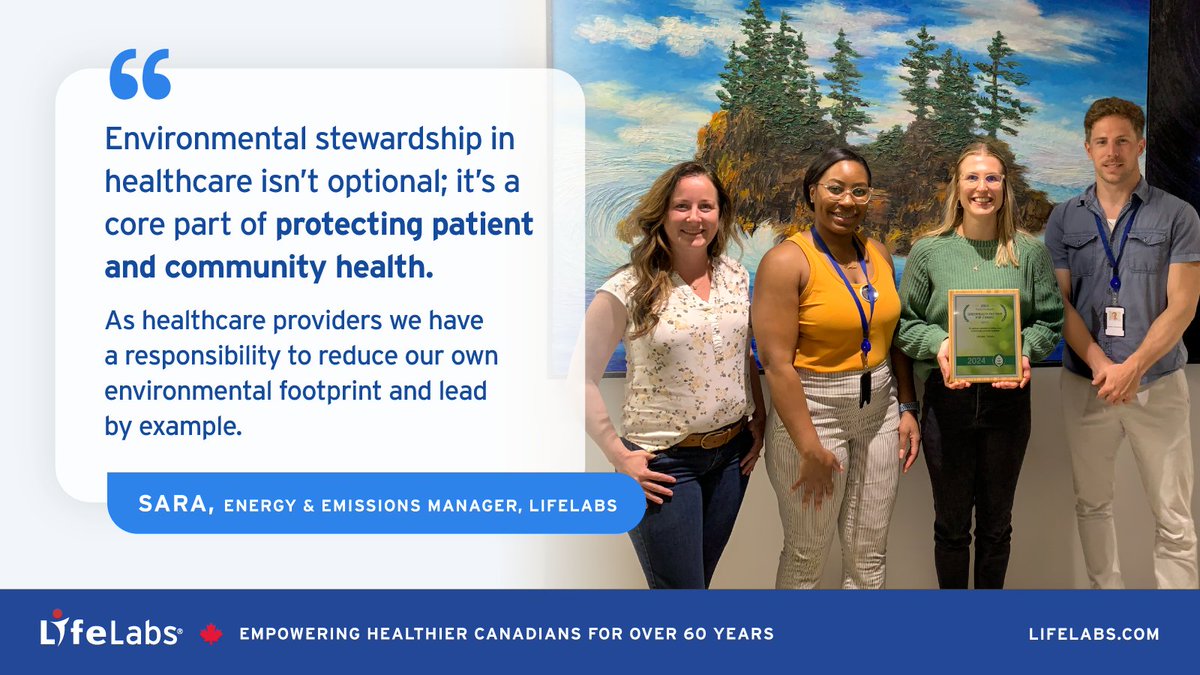 LifeLabs's tweet photo. What does sustainability look like in healthcare? 

From cleaner water systems to greener transportation solutions, LifeLabs’ Environment, Health, Safety and Sustainability work is making our planet healthier and stronger. 

Read more: https://t.co/2NyAB0EfFw https://t.co/8L8NE3T3ee