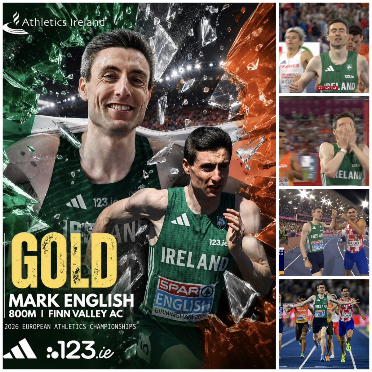 johnmfitzp's tweet photo. European Athletics Championships
That was a cracking Men’s 800 m The first male Irish athlete to win gold 🥇 as an individual at a European outdoor championships
Take a bow #TeamIreland Mark English
| #IrishAthletics | #Birmingham2026 | #EuropeanAthleticsChampionships https://t.co/S6HGM5VakQ