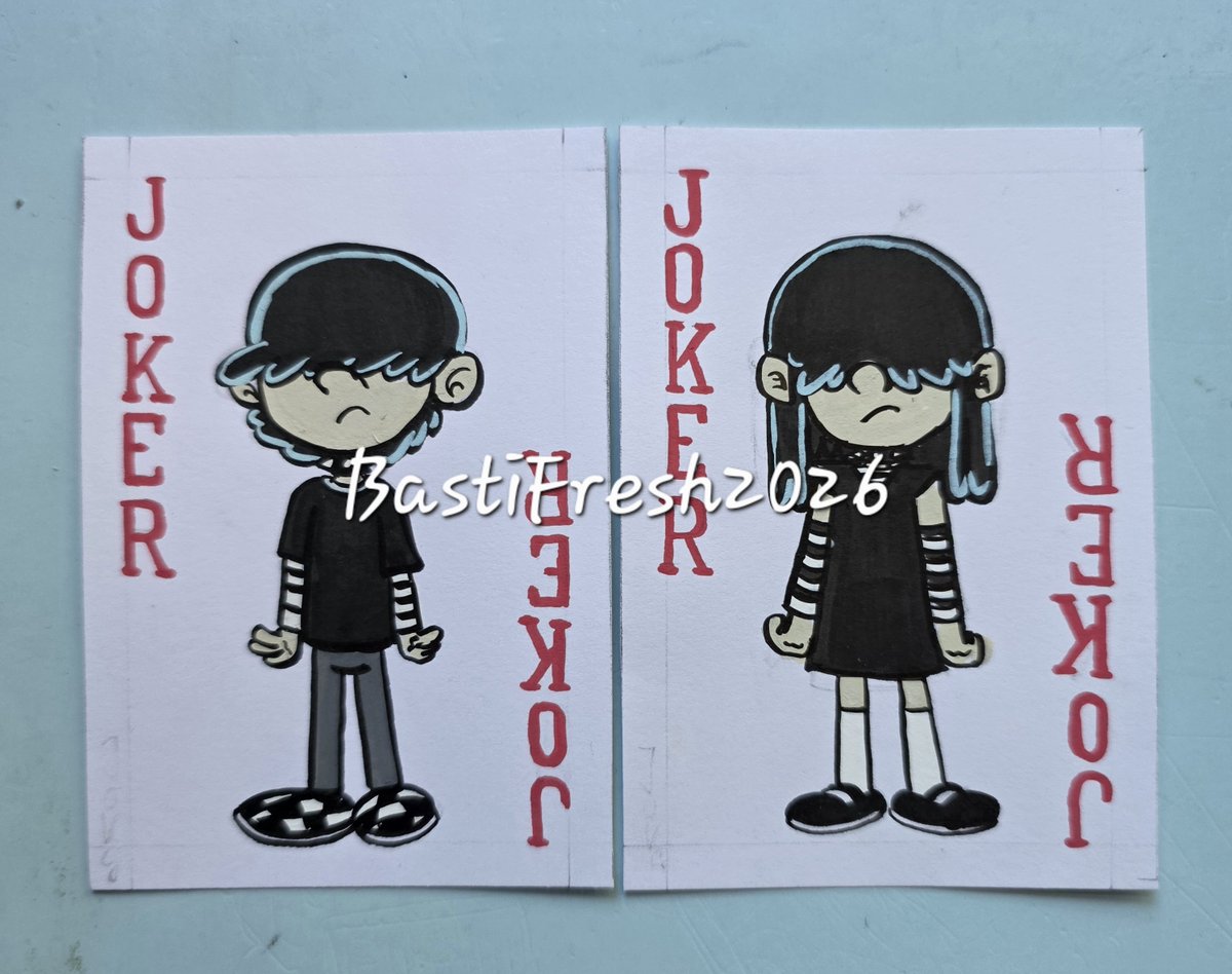 BRubberboy's tweet photo. I had to make Joker cards too. I choosed #LucyLoud and #LarsLoud I hope you like it. #theloudhouse #fanart #drawing #nickelodeon #theloudhousefanart https://t.co/1I4WMm6h1U