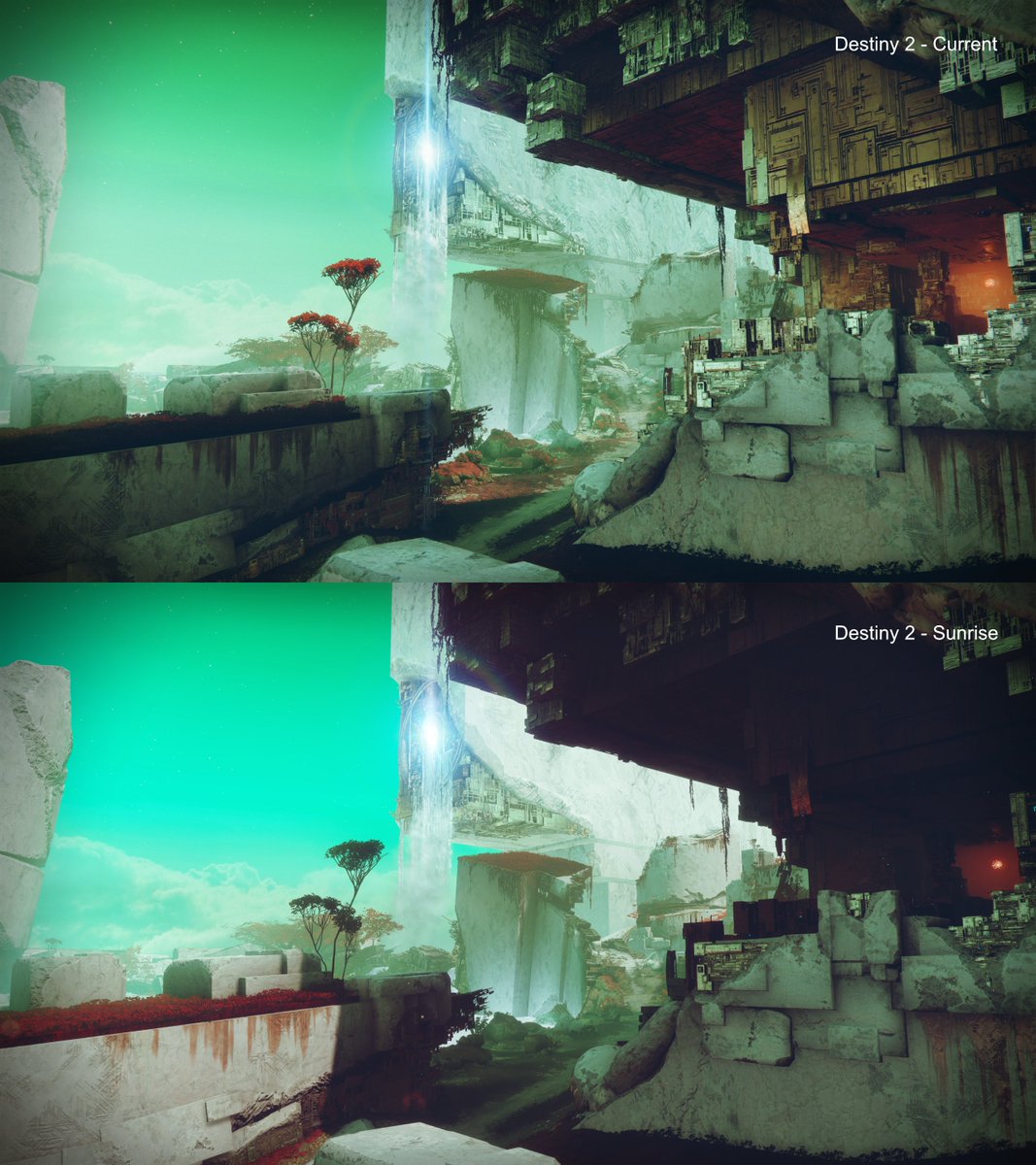 masonjfranks's tweet photo. I'm currently making some comparisons between the new released Project Sunrise and Current Destiny lighting. There is a considerable difference. 
#destiny2 https://t.co/Ehx3g5ltV7