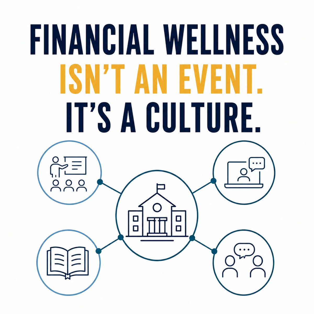 CollegeFinGroup's tweet photo. Financial wellness becomes part of a workplace culture when employees know that asking financial questions is encouraged—not something they have to navigate alone.

It means creating an environment where conversations about financial well-being are normal, education is accessible, and employees know where to turn when they need support.

For colleges and universities, that can mean integrating financial wellness into the broader employee experience—from onboarding and benefits communication to professional development and campus-wide wellness initiatives.

At Collegiate Financial Group, our financial education and wellness programs help institutions create that environment by giving faculty, staff, administrators, and college athletics professionals access to education, resources, and personalized financial guidance.

Financial wellness shouldn't feel like another initiative employees are asked to participate in. It should feel like part of how an institution supports its people.

Want to explore where financial wellness could fit into your institution's employee experience?

Choose a time and we'll walk through it together:  https://t.co/jJiAR71Ioz
