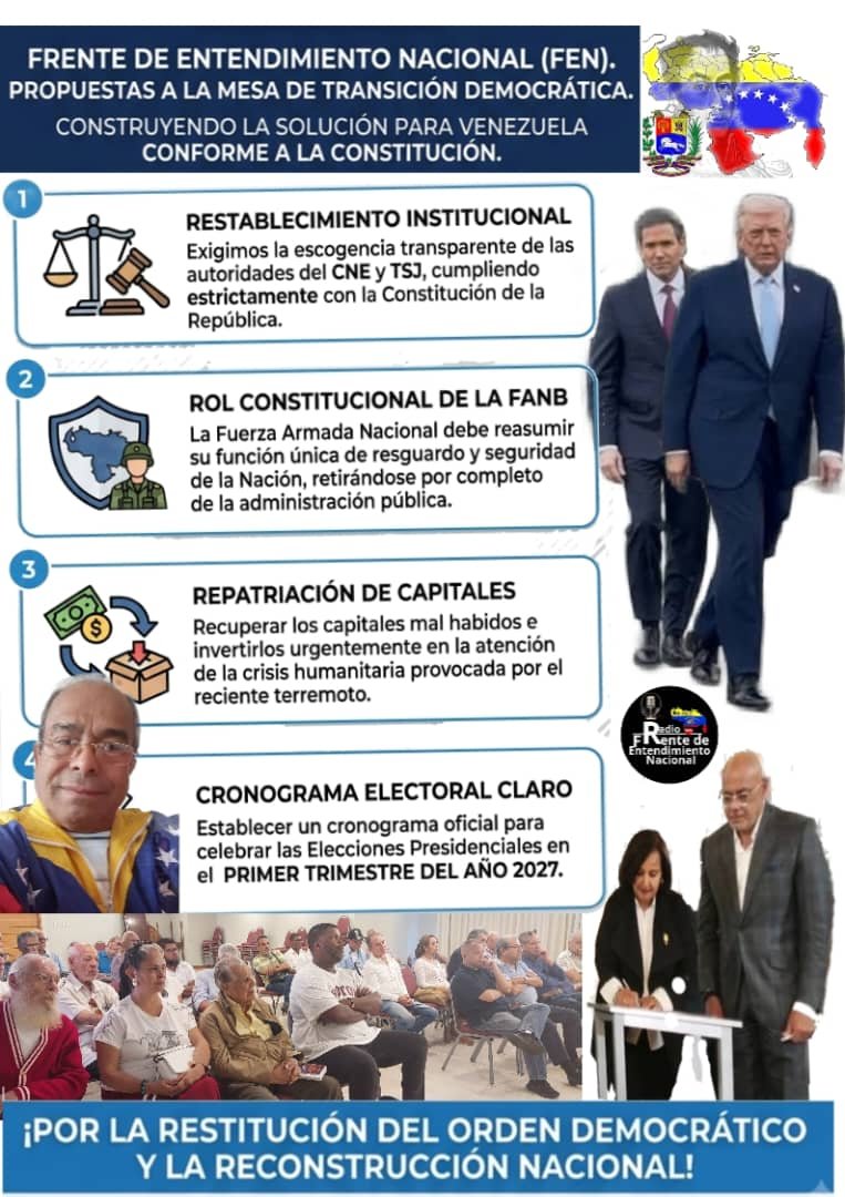 UnidadSuperior's tweet photo. El Frente de Entendimiento Nacional invita a los Venezolanos y Venezolanas a participar con Resistencia Activa y Dureza Propositiva a Empoderarnos, es vital rescatar la democracia,  institucionalidad y elaboración del Cronograma Electora, elecciones primer trimestre del 2027. https://t.co/q0IxP3HJcK