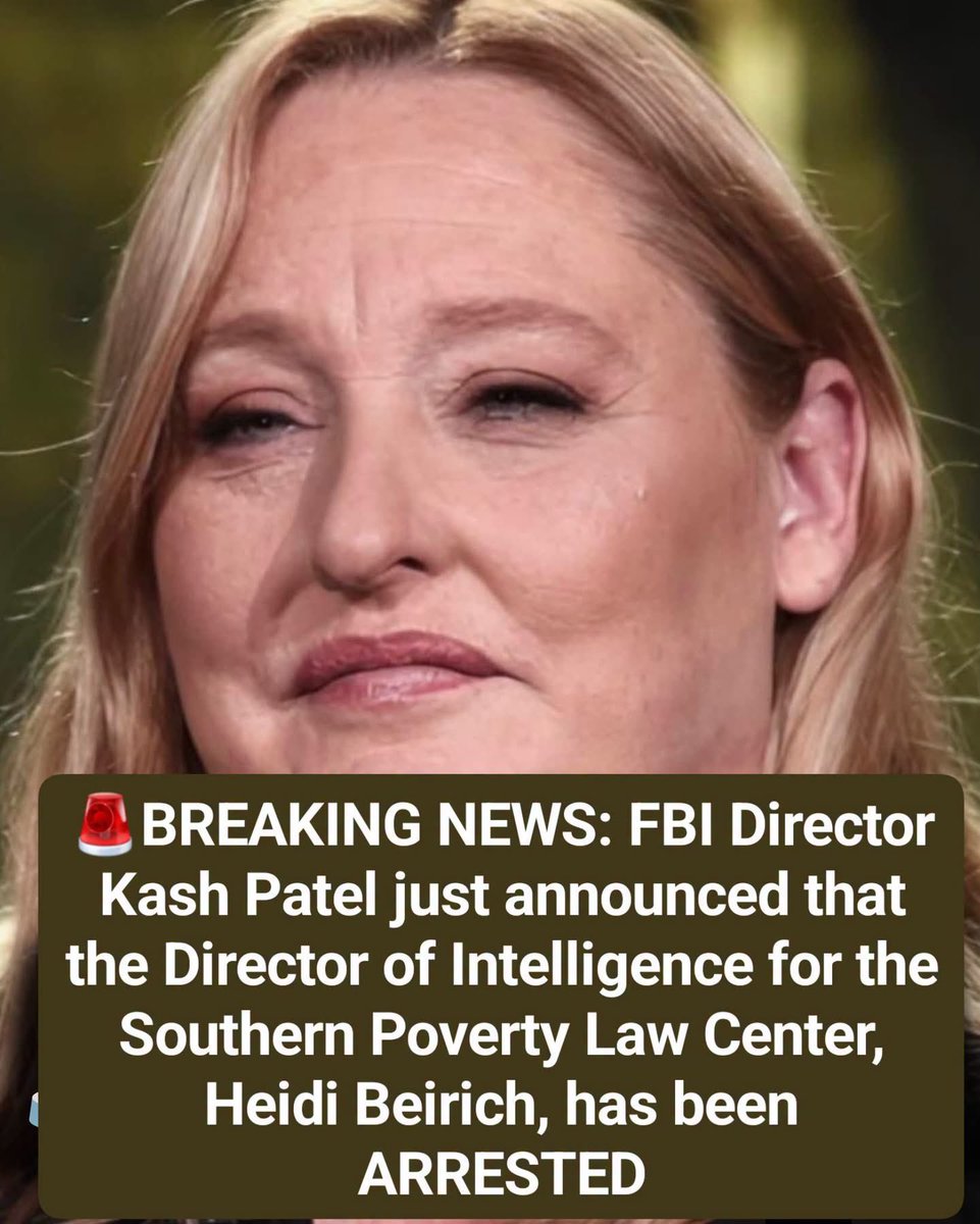 daddymaster1972's tweet photo. 🚨BREAKING NEWS: FBI Director Kash Patel just announced that the Director of Intelligence for the Southern Poverty Law Center, Heidi Beirich, has been ARRESTED and CHARGED with the following crimes:

- Wire fraud conspiracy
- Conspiracy to submit false statements to a federally insured bank
- Conspiracy to commit money laundering by concealing information

"Beirich played a central role in this scheme. From at least 2007-2023, Beirich allegedly helped orchestrate approximately $4.2 million in fraudulent activity, conspired with the SPLC to defraud donors, obtained money through materially false and fraudulent pretexts and omissions to pay the leaders of the very organizations the SPLC claims to oppose."

This massive fraud will soon be exposed!
@iamjilly153