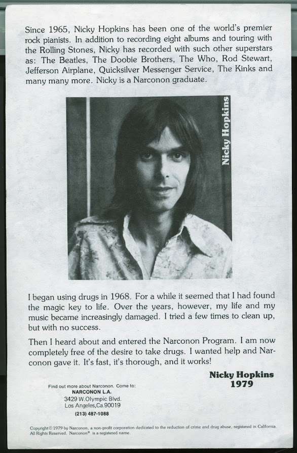 NarcononUK_'s tweet photo. Did you know that Narconon helped Nicky Hopkins overcome his addiction to drugs in 1979? https://t.co/gaq9maCqdy