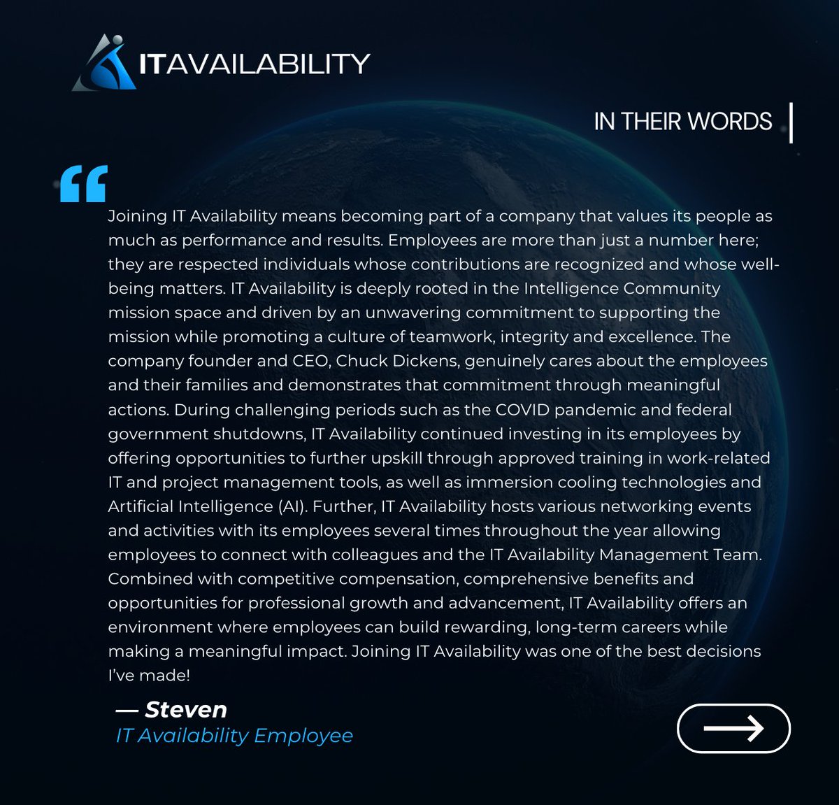 ITAvailability's tweet photo. 𝐖𝐡𝐲 𝐈𝐓 𝐀𝐯𝐚𝐢𝐥𝐚𝐛𝐢𝐥𝐢𝐭𝐲? 𝐇𝐞𝐚𝐫 𝐢𝐭 𝐟𝐫𝐨𝐦 𝐨𝐮𝐫 𝐞𝐦𝐩𝐥𝐨𝐲𝐞𝐞𝐬.

Swipe through to hear why our employees chose IT Availability—and what keeps them growing with us. 💙

#ITAvailability #WhyJoinUs #Careers #TechCareers #Hiring #EmployeeSpotlight https://t.co/7tWYkMMatR