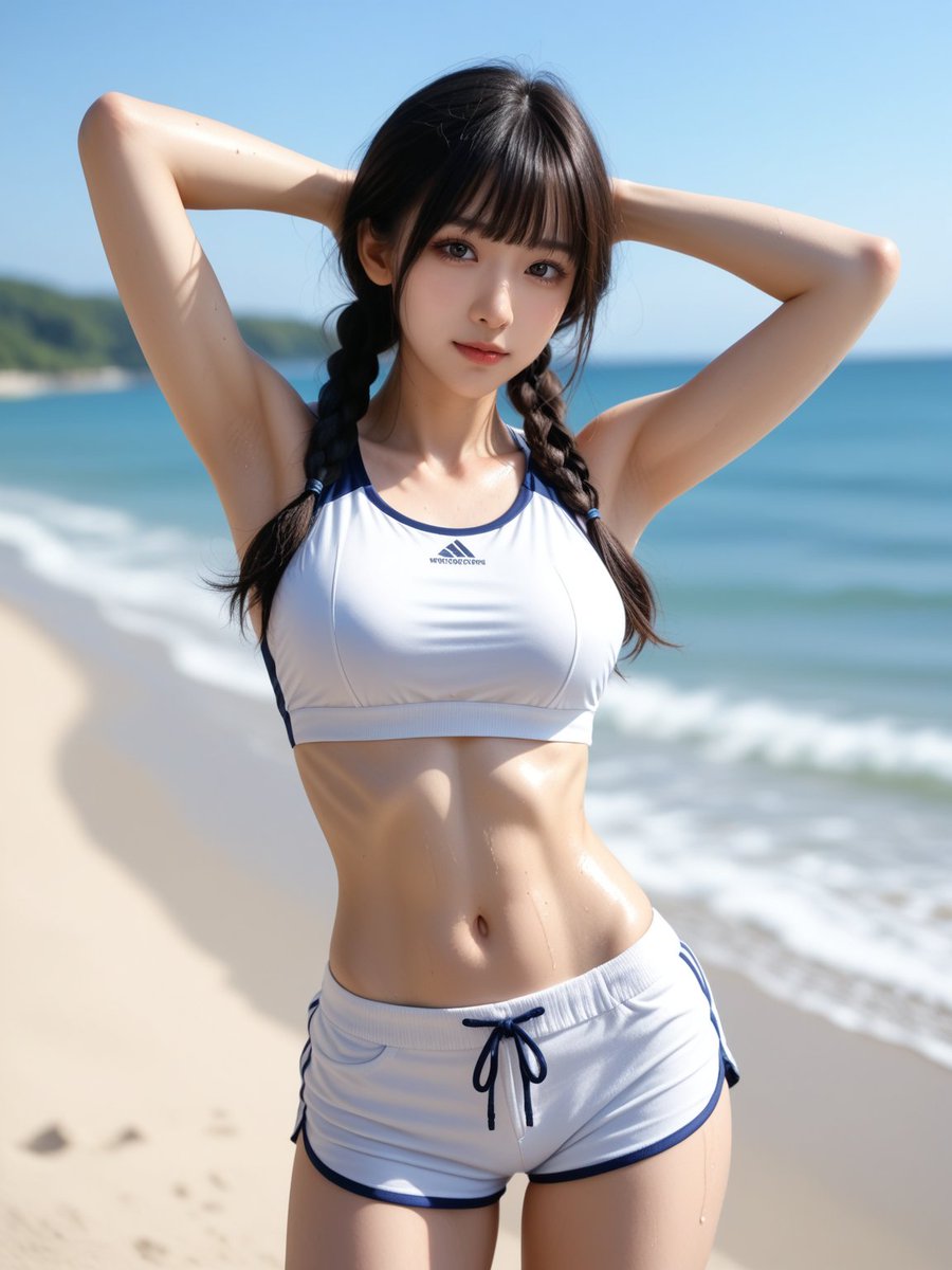 azureluna42's tweet photo. Hehe… beach day in my sportswear~
How do I look?♪

SFW https://t.co/rB6N3fnlGy