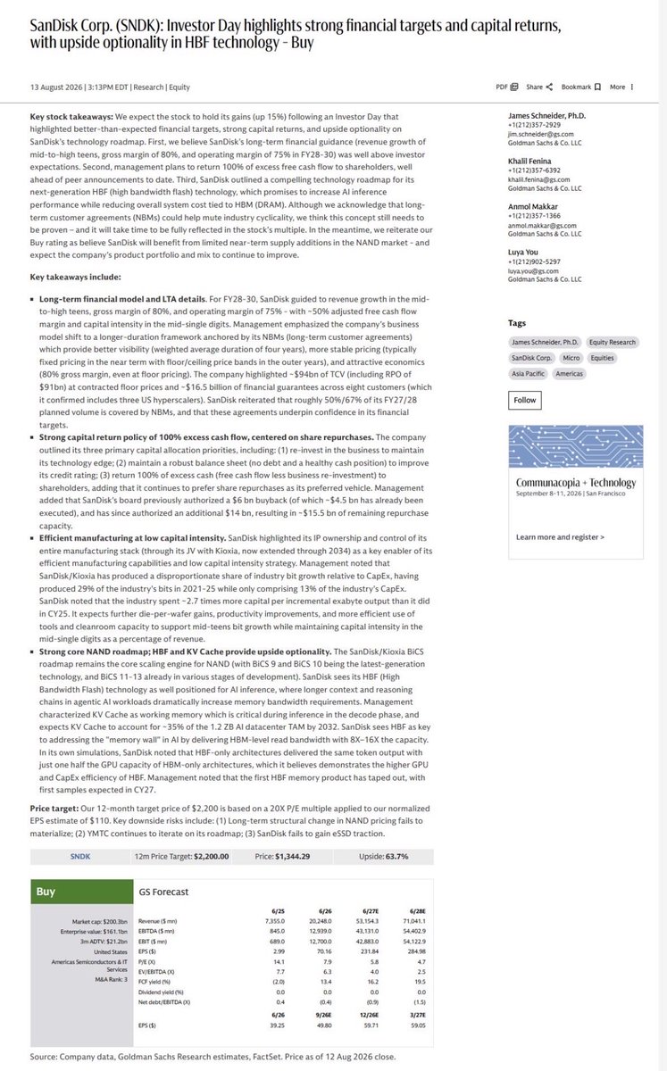 RealNickMugalli's tweet photo. If you’re a memory investor, you have to bookmark this and read it. This is Goldman Sachs’s take on $SNDK investor day…

We’re still early in this cycle folks! https://t.co/D30npyzhvm