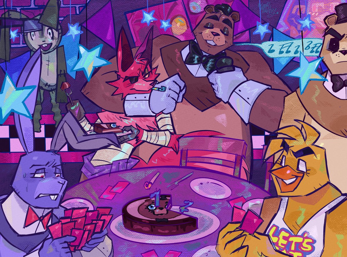 Bloodbathbaker1's tweet photo. Late fnaf 12th anniversary thing

#fnaf #fivenightsatfreddys https://t.co/tUGLYoS1xI