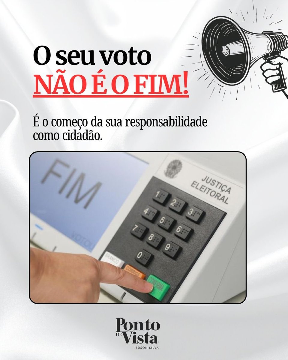 edsonsilvapsol's tweet photo. O voto é um direito, mas também traz responsabilidade.
O seu voto não é o fim. É o começo da sua responsabilidade como cidadão.
#Cidadania #Democracia #ParticipaçãoSocial #Política #PolíticasPúblicas https://t.co/KDqPKkD6CF