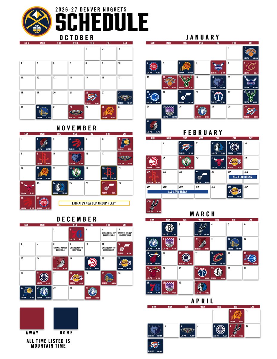 nuggets's tweet photo. Your next seven months are booked 

Sync your calendar: https://t.co/d9WoC9Fv9X https://t.co/wf2CwFp9Cn
