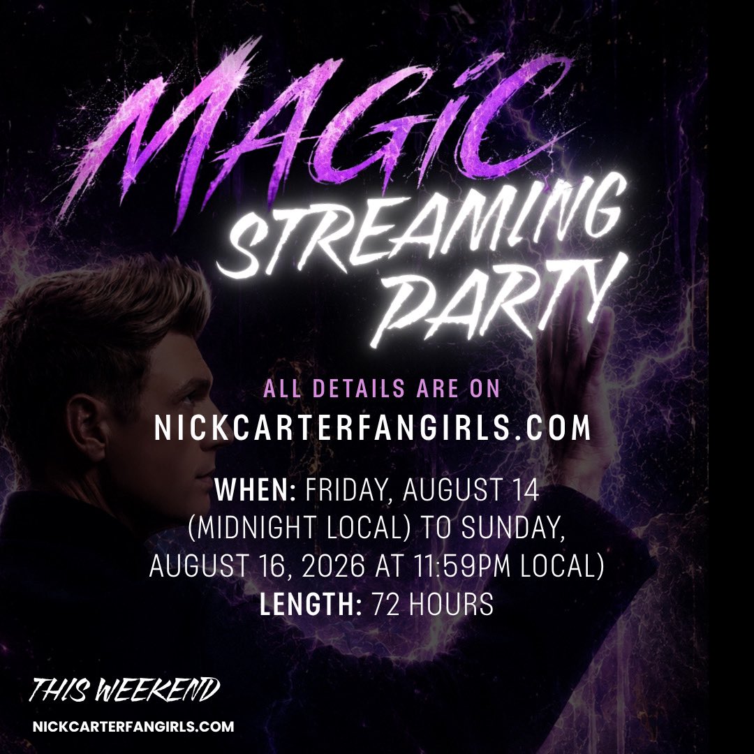 BSBFangirls's tweet photo. Let’s make some
Magic ✨ 

Head over to https://t.co/FW8mvXp0mF for more information, links to playlists that you can use and follow us on Instagram at https://t.co/TJPM6iTo3b. Tag us and show us you’re listening! #NickCarterMagic https://t.co/zhS7K9jXS3