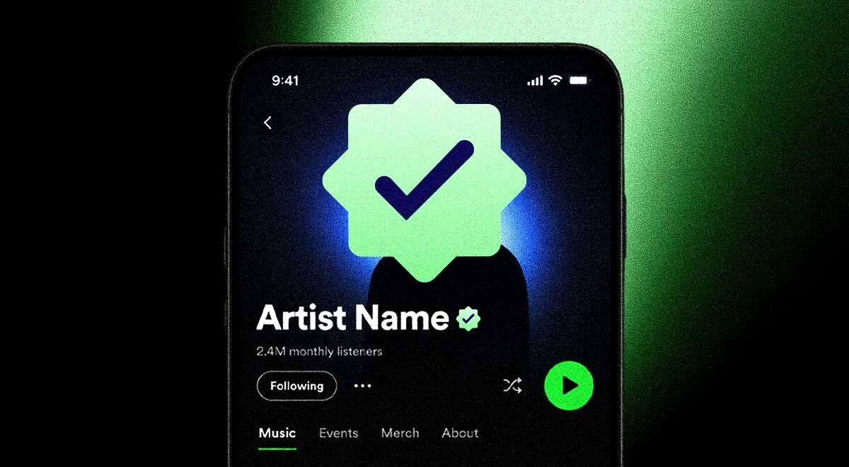 Checkpoint_LLM's tweet photo. almost missed this news, and i must say spotify's solution to ai flooding the platform is a little badge. cool, real fix incoming any day now!! 🙄 https://t.co/A4JrbHMicj