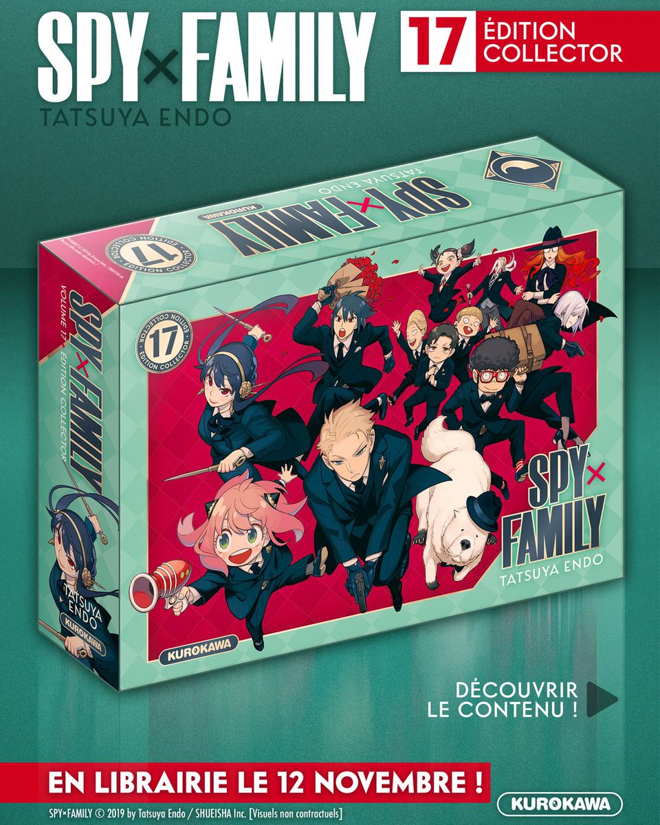 Tokanim_FR's tweet photo. 🚨 OFFICIEL : UNE ÉNORME ÉDITION COLLECTOR POUR LE TOME 17 DE SPY X FAMILY ! 🕵️‍♂️📖

- Jaquette réversible
- Lunettes de soleil 🕶️
- Carte à gratter 🃏
- Puzzle 🧩
- Planche de stickers 🔥
- Bonnet 🧢
- 24,95€ 💶

VOUS ALLEZ LE PRENDRE ? 🤔 https://t.co/sYZFLFqtYK