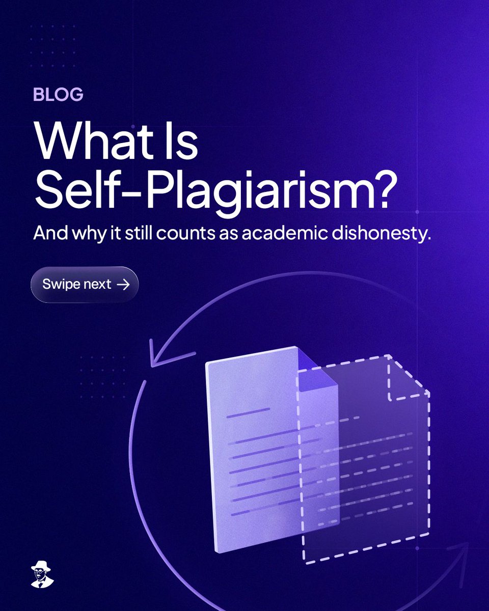 walterwrites_ai's tweet photo. Reusing your own writing can still count as plagiarism when you present old work as new without disclosing it.

That is the key difference between acceptable reuse and self-plagiarism. The issue is not who owns the words, it is whether the reader is being misled about the originality of the work.

Our guide explains what self-plagiarism looks like, how students and researchers get caught by it, and what ethical reuse should actually involve.

Read the full breakdown here:
https://t.co/bP25SdpVTO

#WalterWritesAI #SelfPlagiarism #AcademicWriting #StudentWriting #AcademicIntegrity #Plagiarism #ResearchWriting