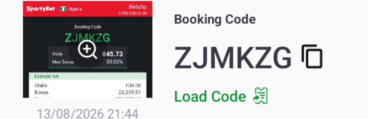 Samcleantipzz's tweet photo. Win your ticket now 
100% sure winning 
Win responsible 
CODE 👉ZJMKZG
ODDS:845.73 https://t.co/LumvjBow3A